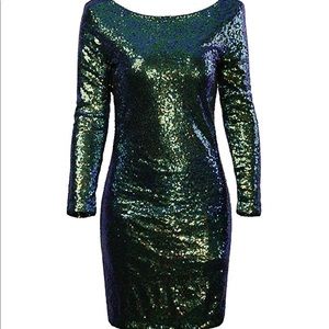 Women's Sparkly Sequin Long Sleeve Dress